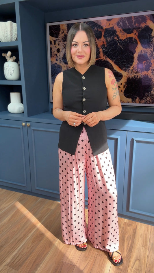 DARICE POLKA DOT SILK TROUSERS PINK *New