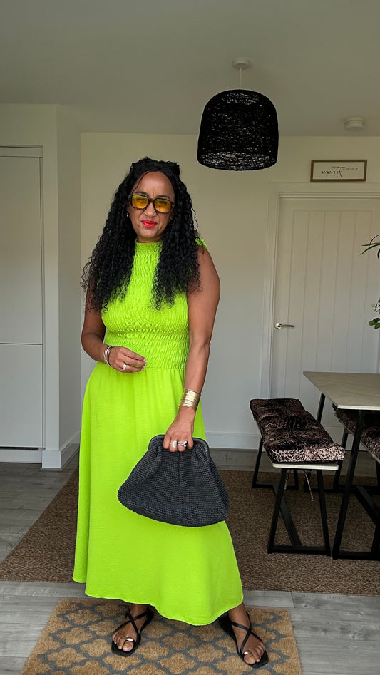 SINITA SHEARED BODICE MAXI DRESS LIME 🍋‍🟩*New