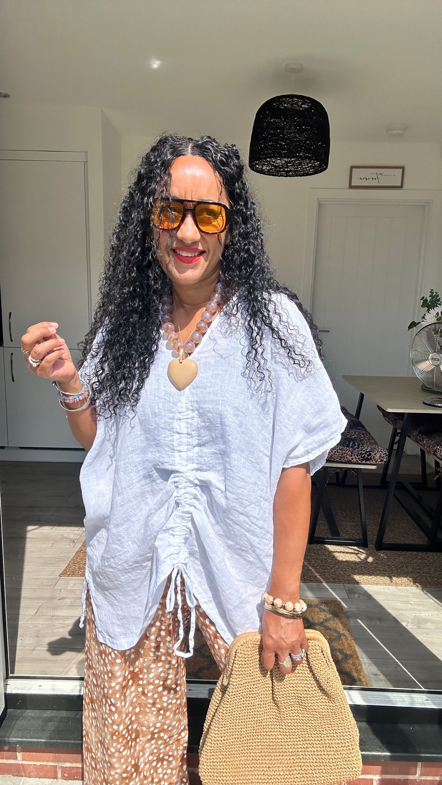 WHITE LINEN KAFTAN *New