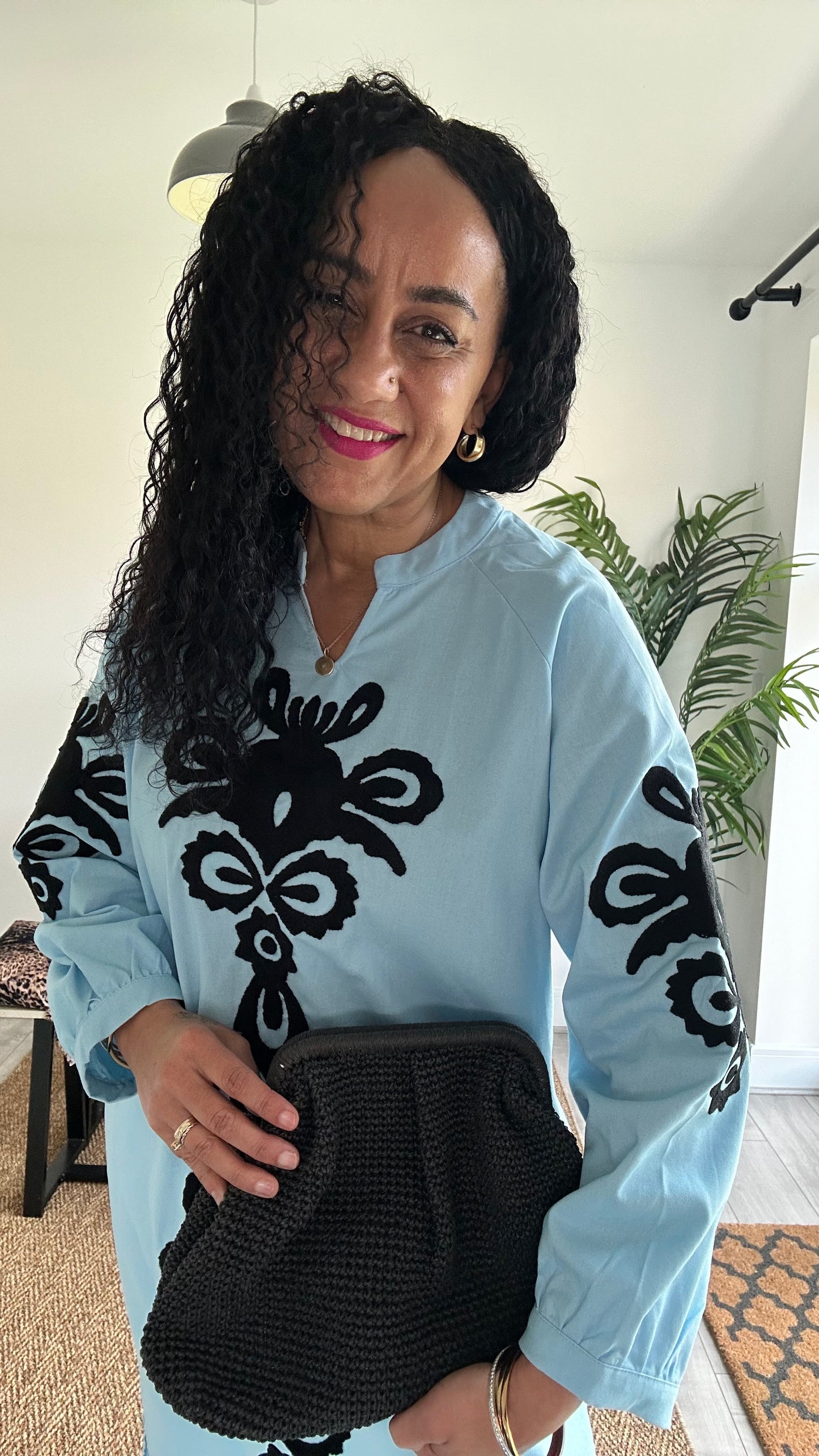 VELVET DETAIL TUNIC BLUE *New