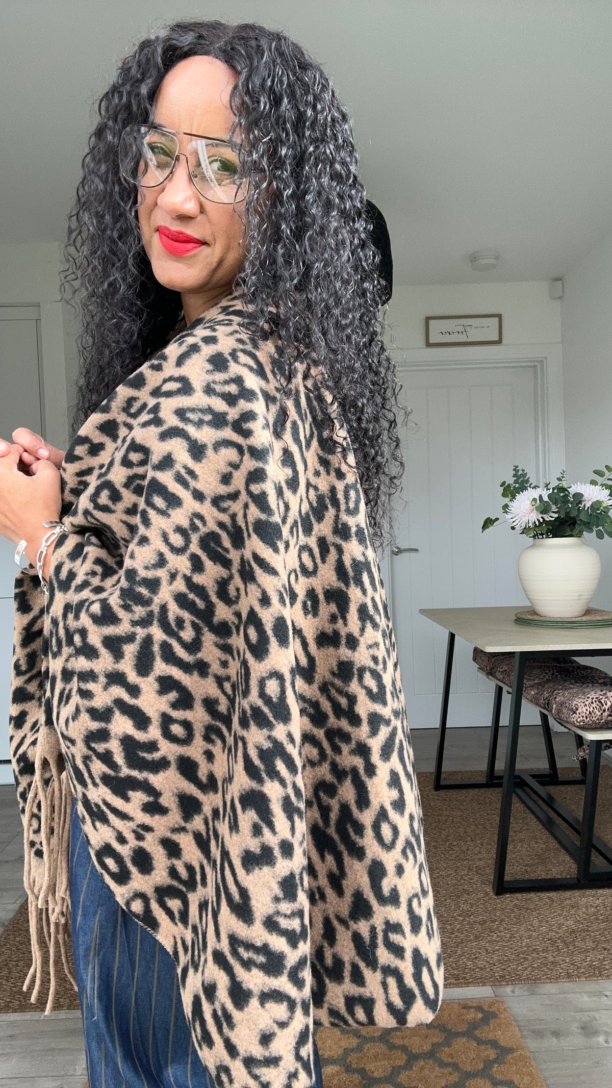 ANUKA LEOPARD CAPE PONCHO *New