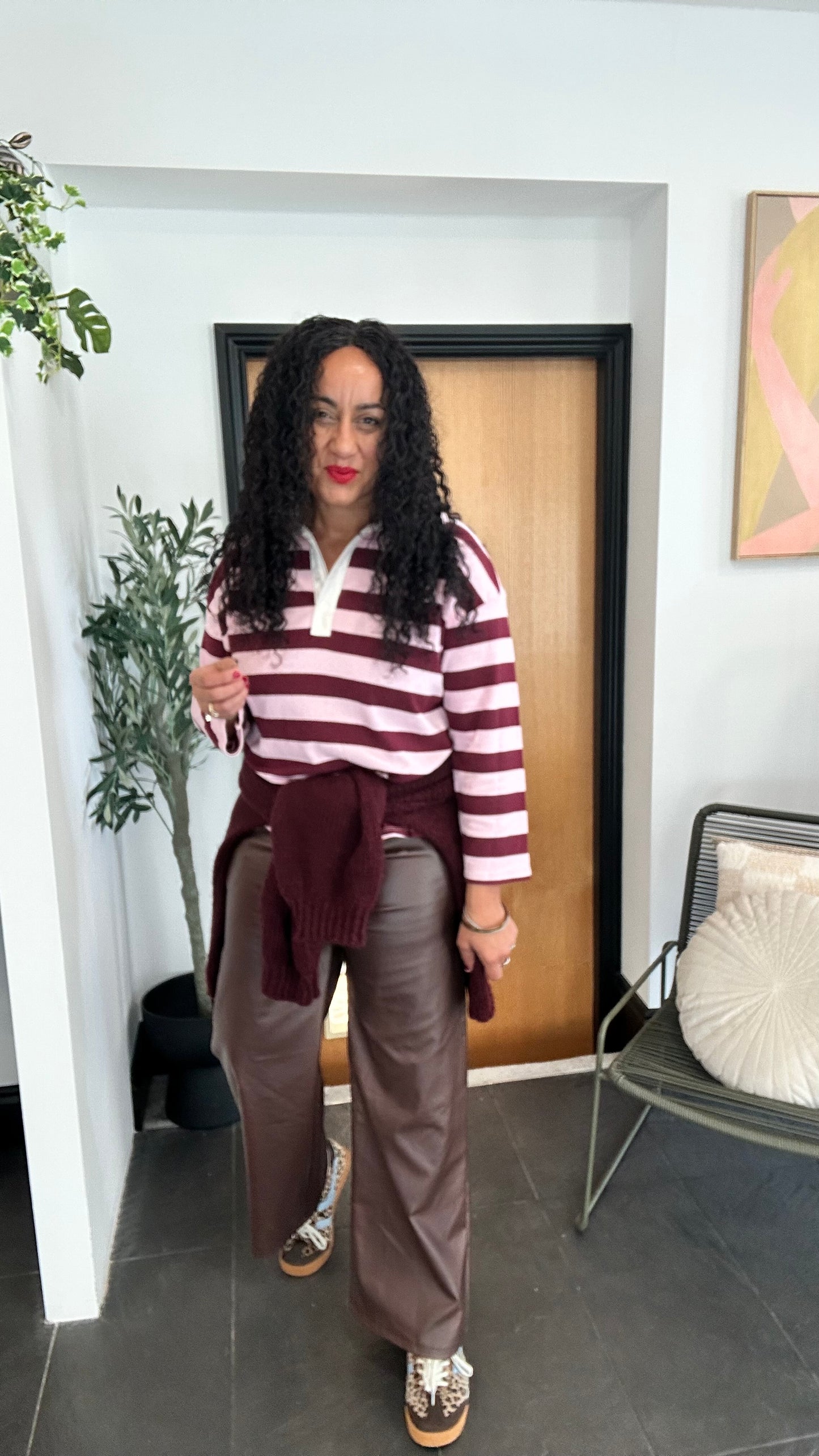 STRIPED RUGBY SHIRT BURGUNDY & PINK 🍇🩷 *New