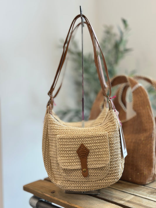 WOVEN SATCHEL BAG NATURAL *New