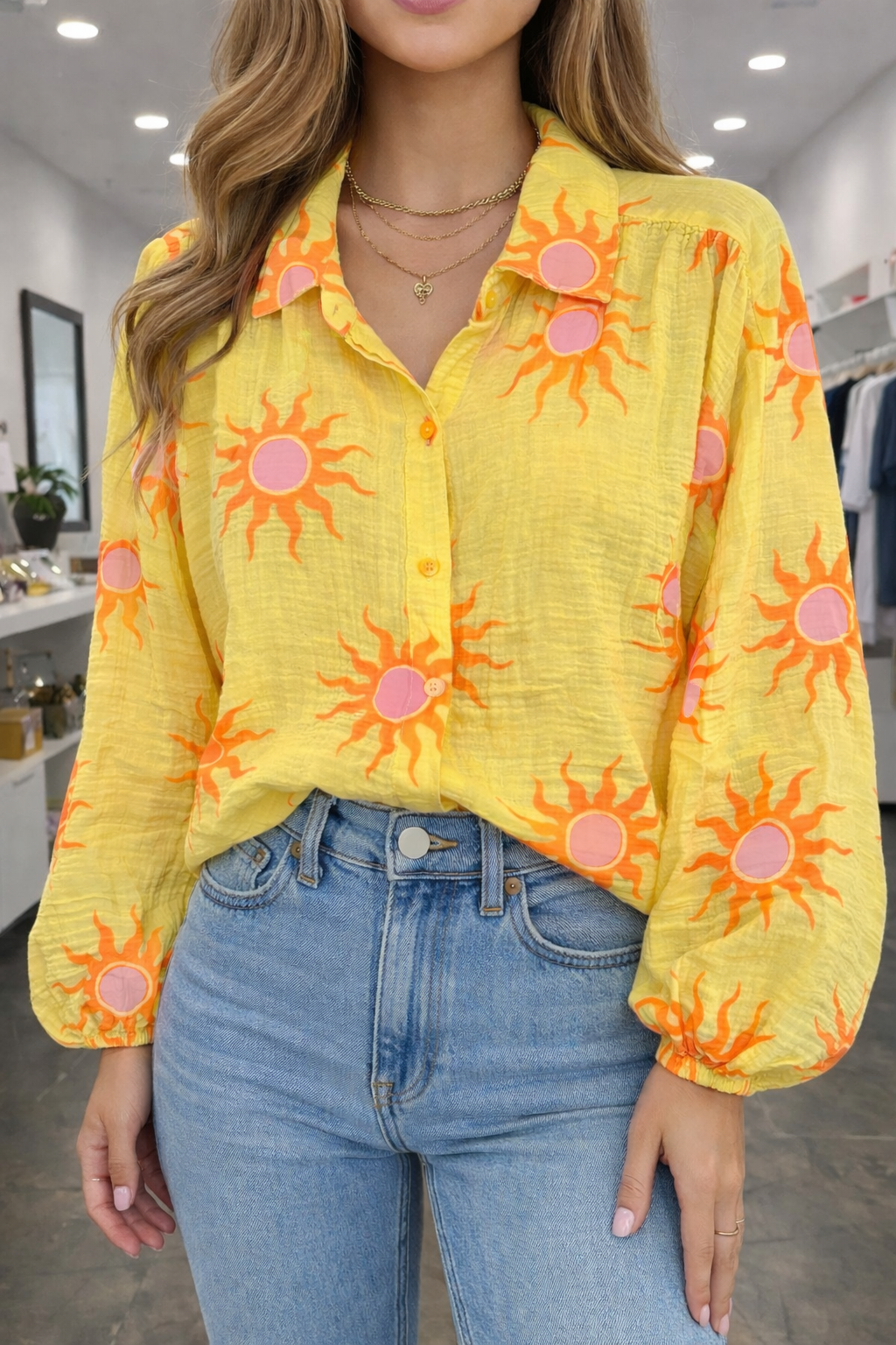 SUNBURST SHIRT LEMON & ORANGE SUNBURST * New & Trending
