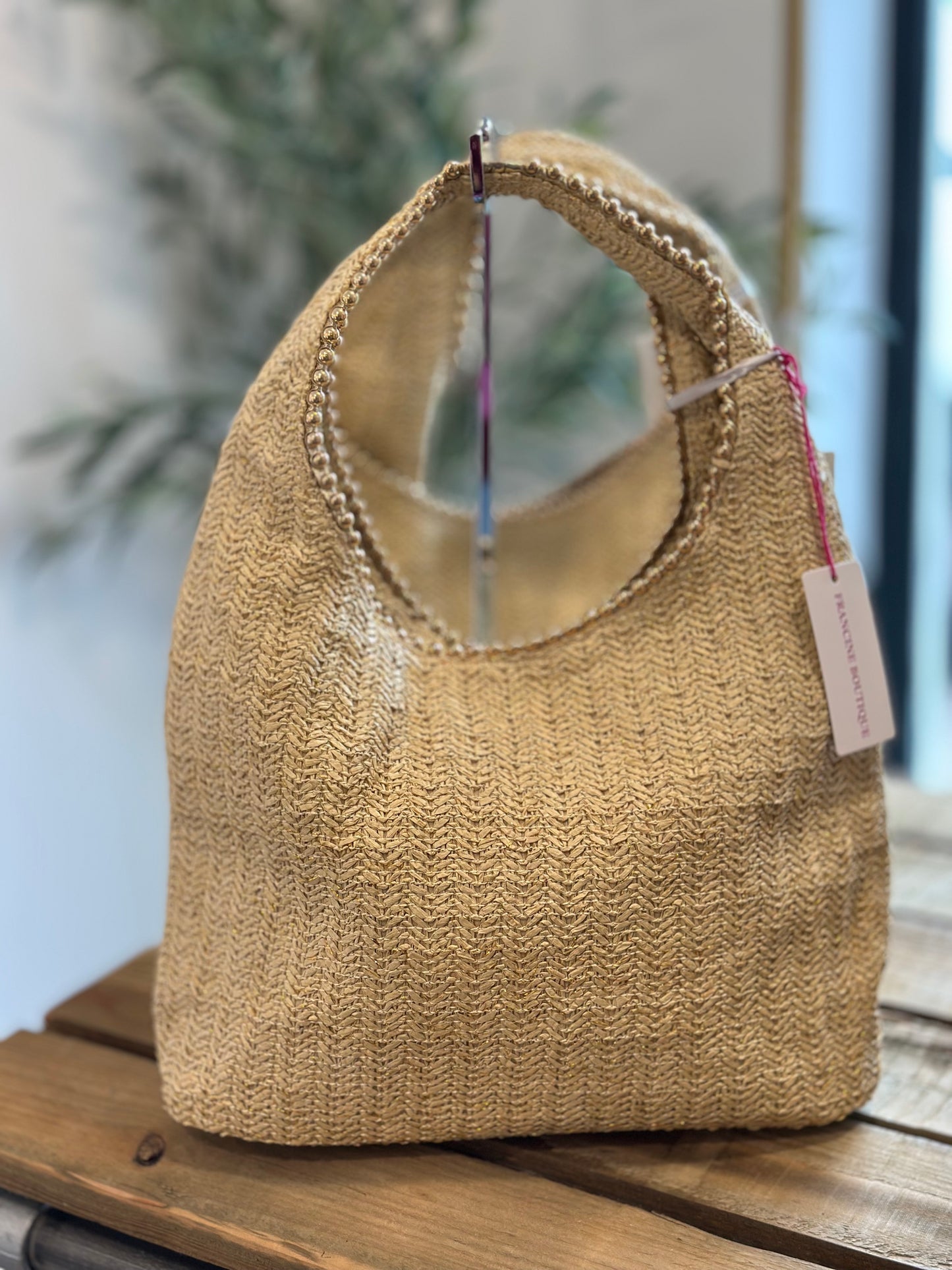 SALE STRAW HOBO BAG NATURAL