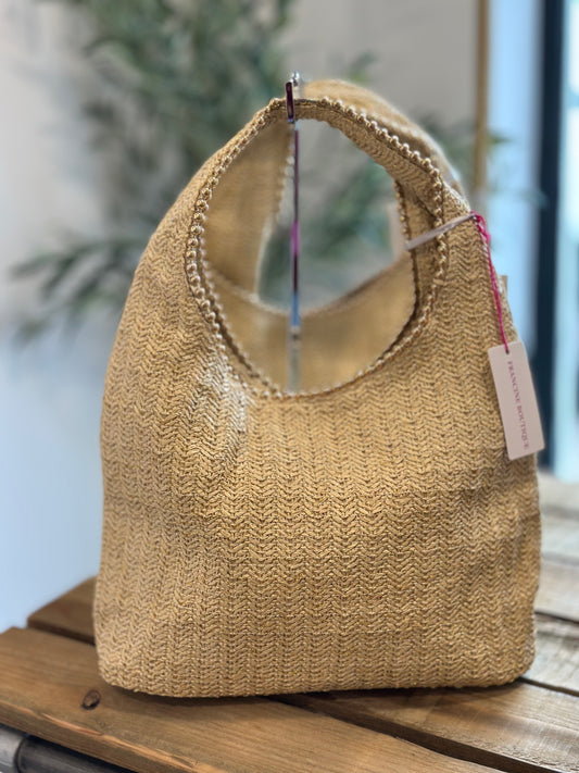 SALE STRAW HOBO BAG NATURAL