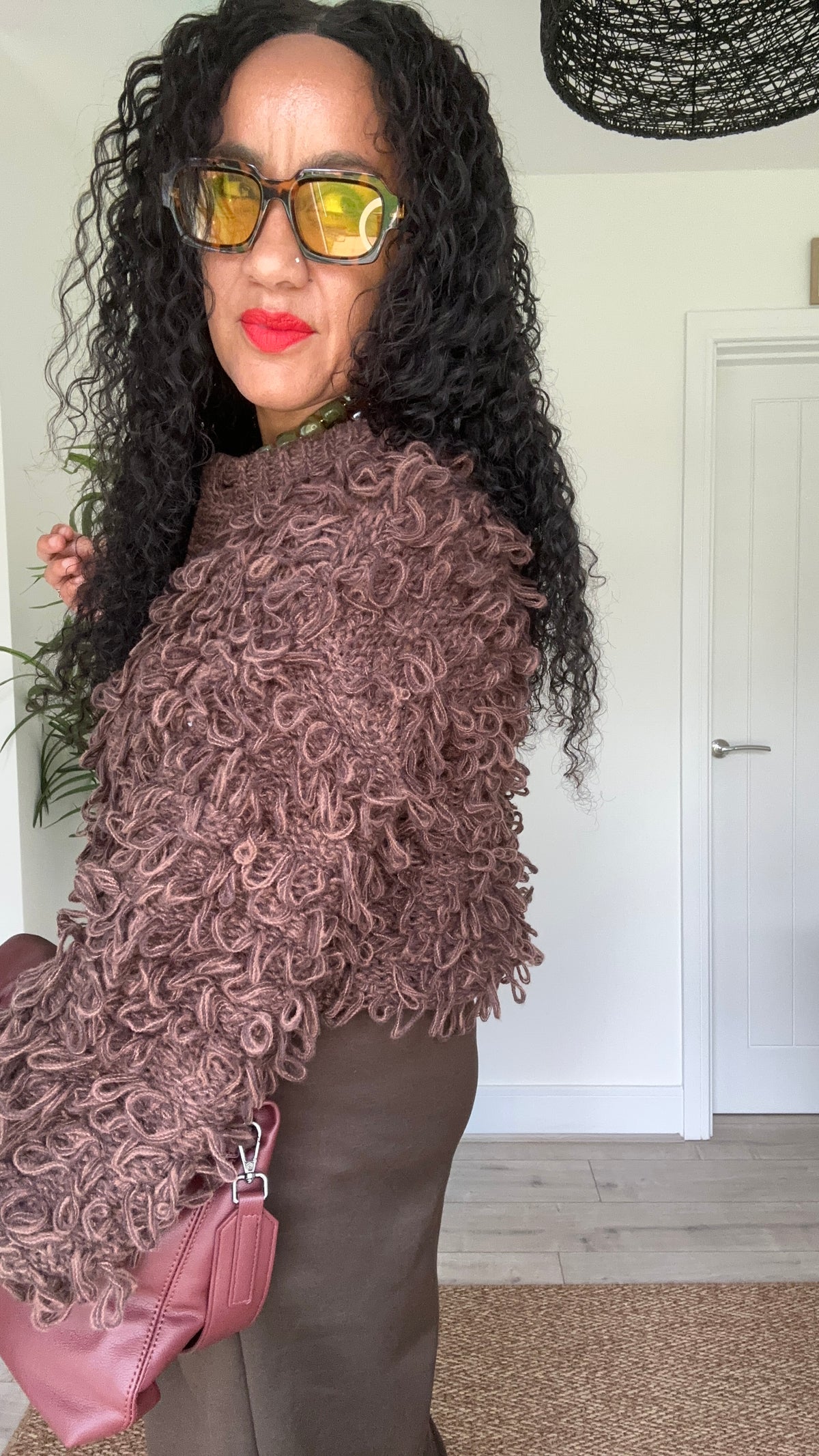 LOOPY LOOP CARDIGAN DARK BROWN *New