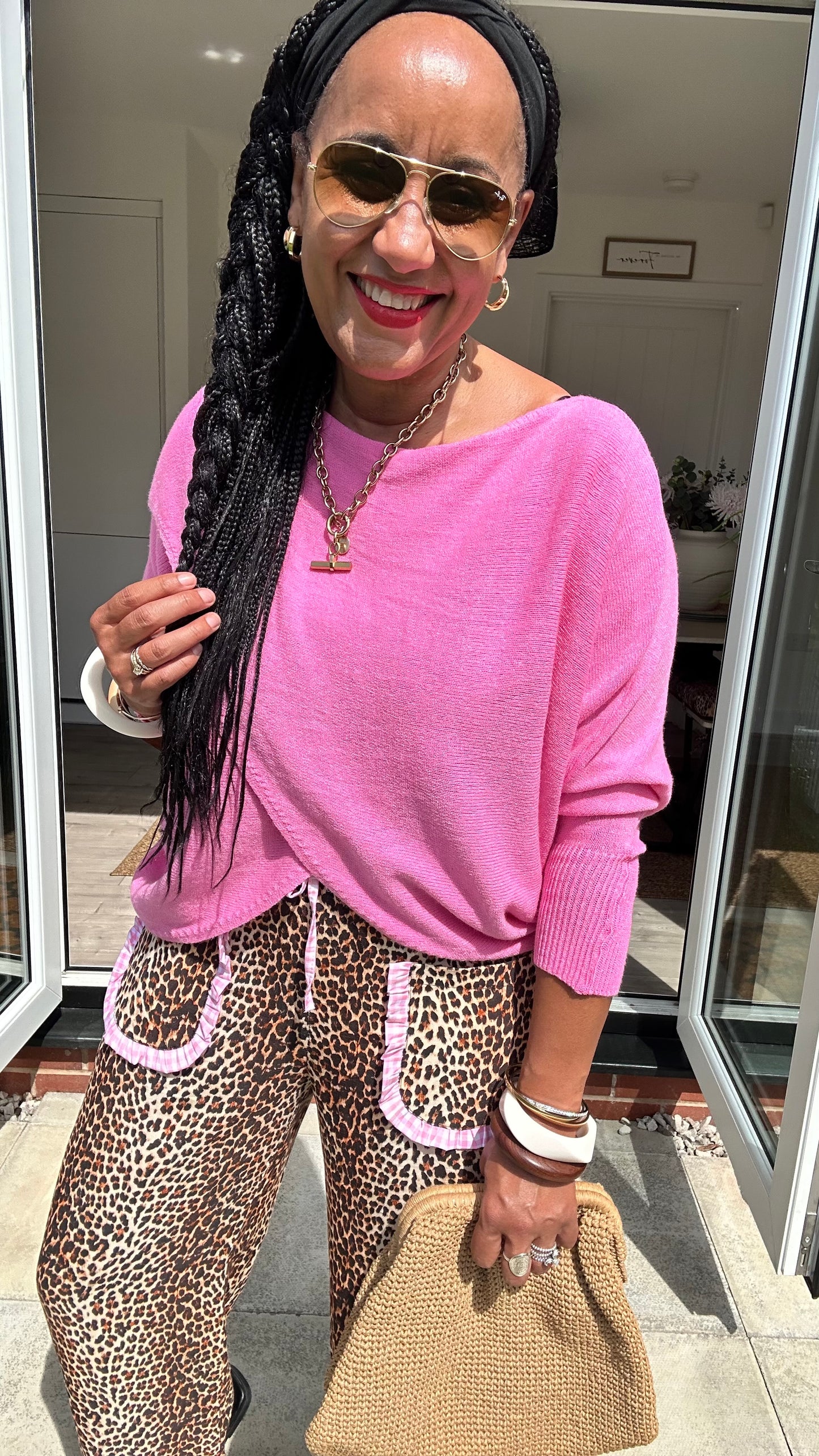 MABLE FRONT CROSS WRAP JUMPER PINK *New