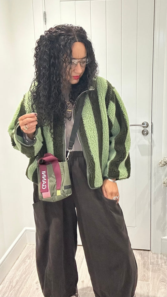 LUTHER STRIPE FLEECE OLIVE & GREEN *New
