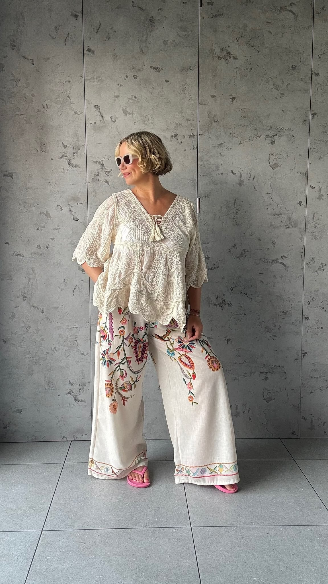 CHEVELLE BOHEMIAN EMBROIDERED TOP IVORY *New