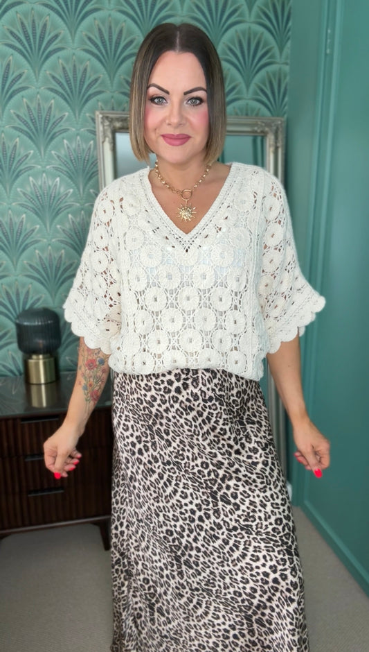 GIANNINI CROCHET BATWING TOP IVORY *New
