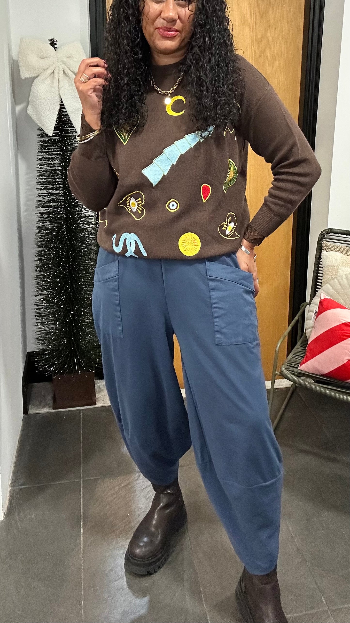 OG DEBORAH POCKET BALLOON TROUSERS DENIM BLUE  *New