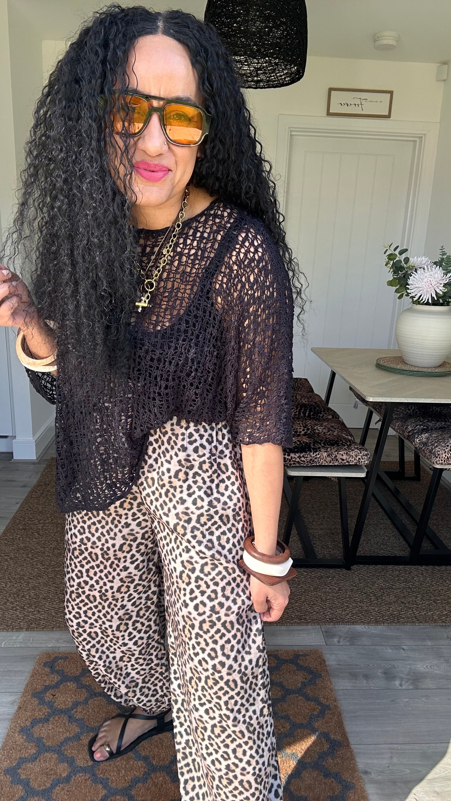GLYN CROCHET TOP BLACK *New