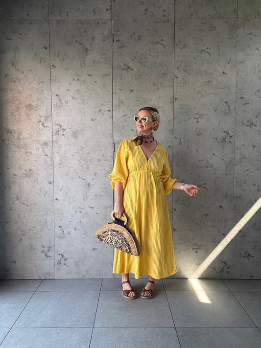 ROWNTREE CANDY STRIPE DRESS YELLOW *New