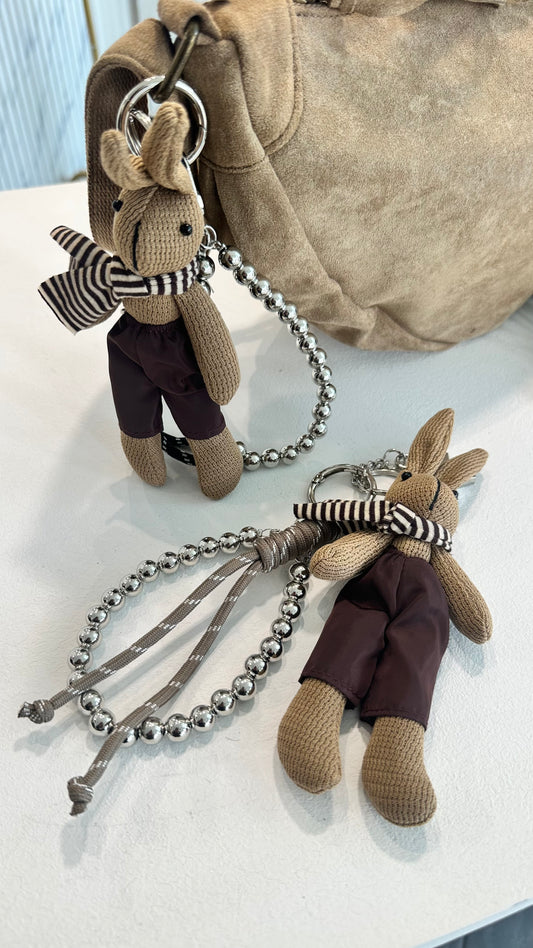 RABBIT BUNNY KEYRING BAG CHARM CHARM BEIGE *New