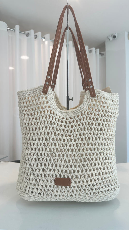 CROCHET SHOPPER BAG CREAM *New