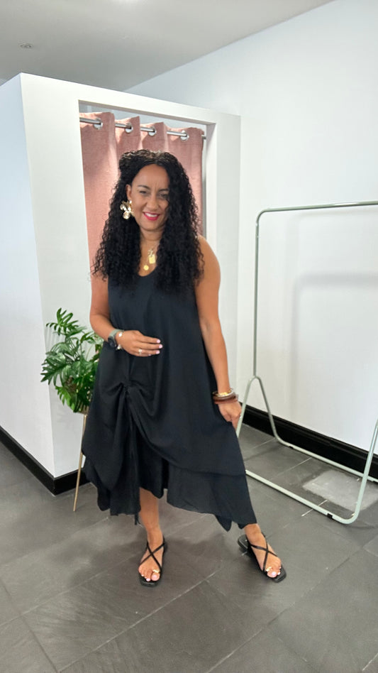 VIVIEN LAYERED MAXI DRESS BLACK *New