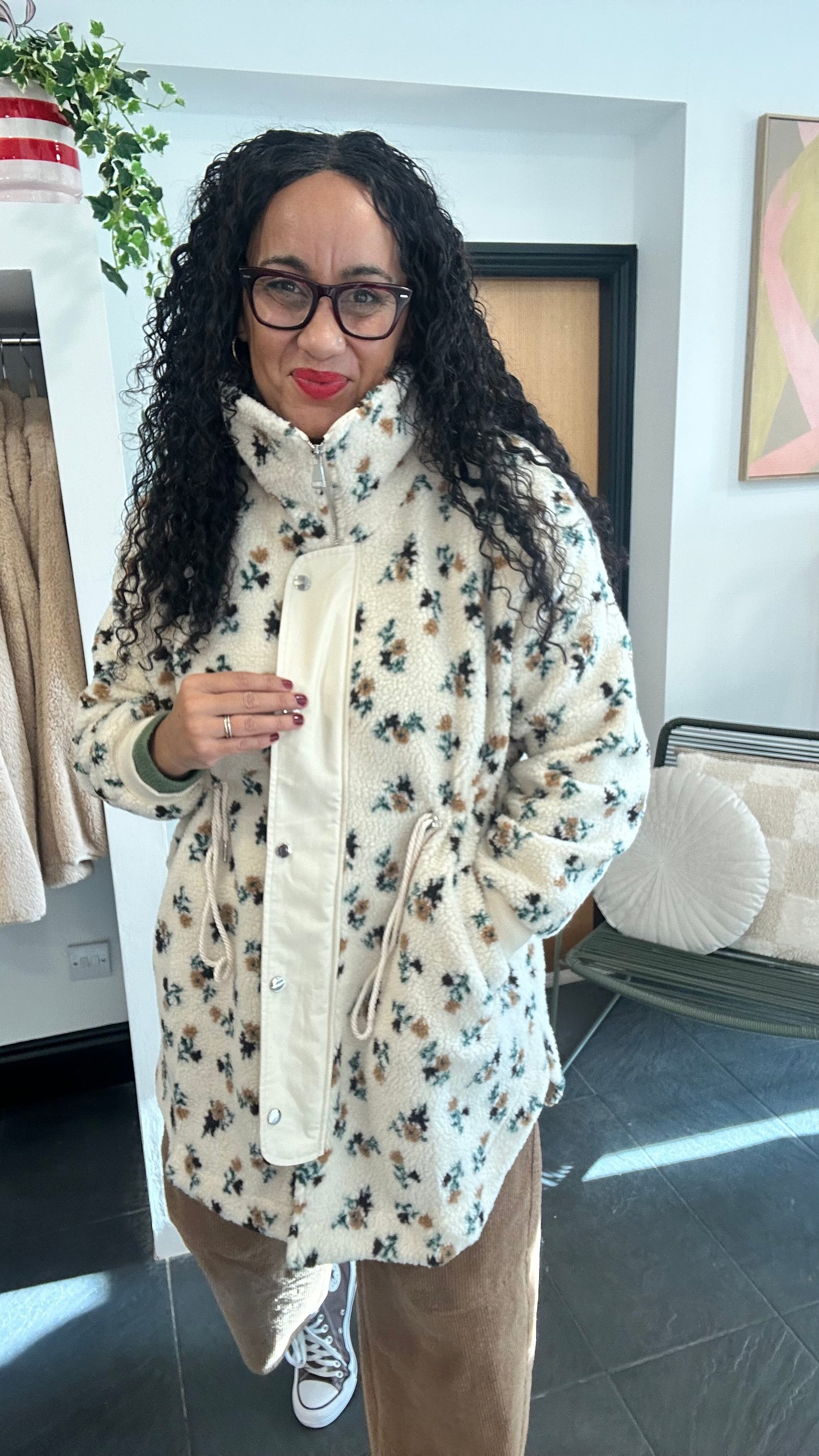 KENDAL TEDDY PARKA FLORAL & CREAM *New