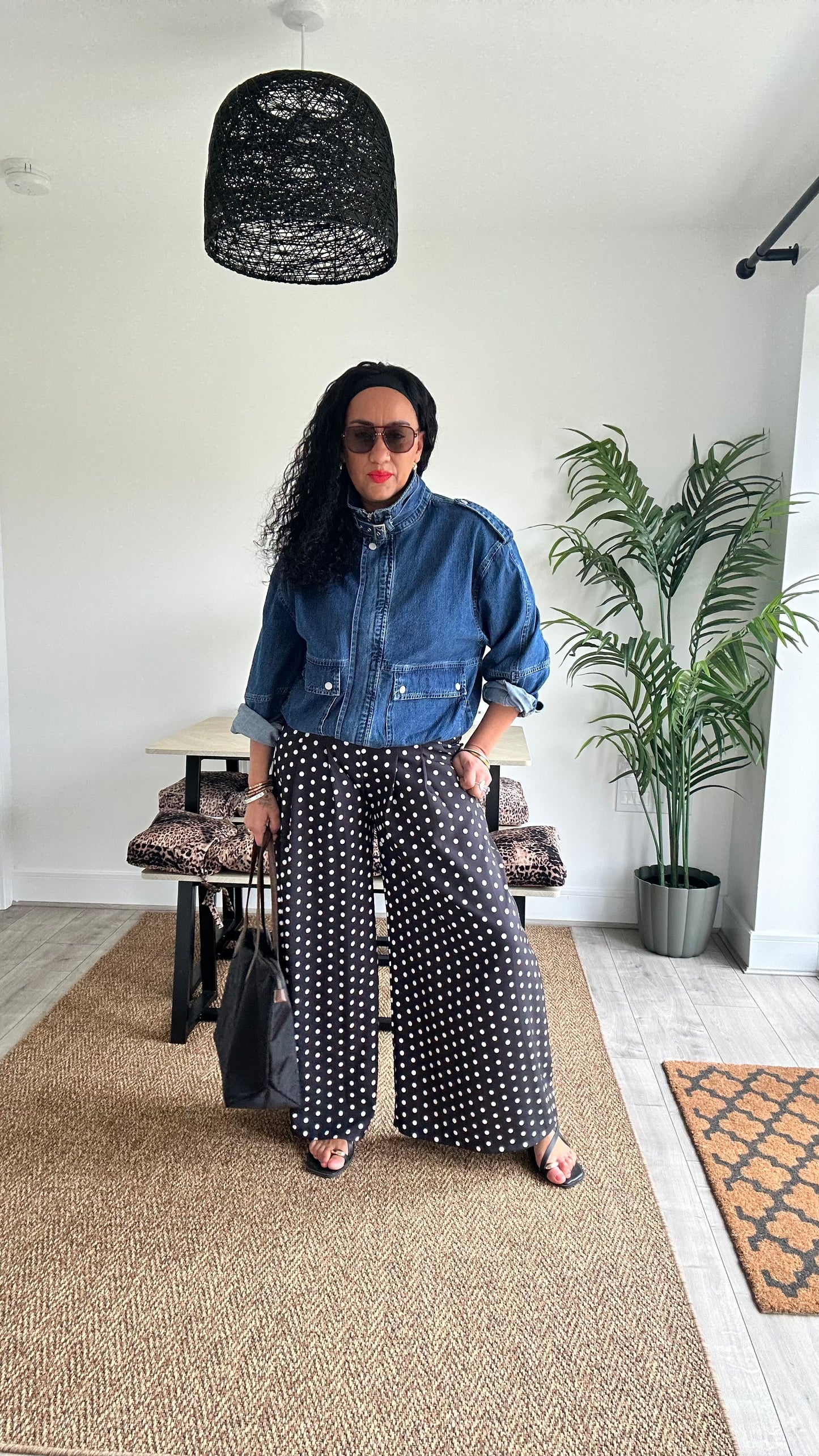 POLKA DOT TAILORED TROUSERS NAVY / BLACK   *New