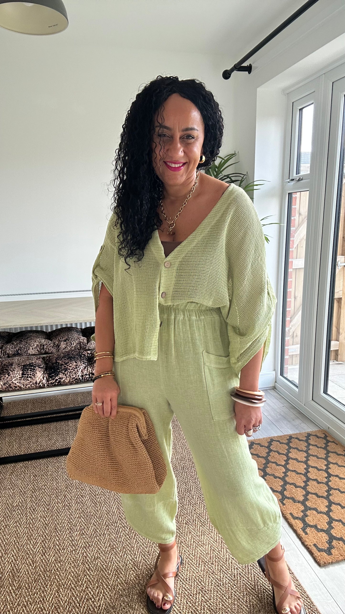 DERBY BARREL LEG TROUSERS APPLE GREEN *New