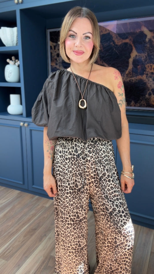 AMALFI ONE SHOULDER BUBBLE 
TOP DEEP BROWN *New