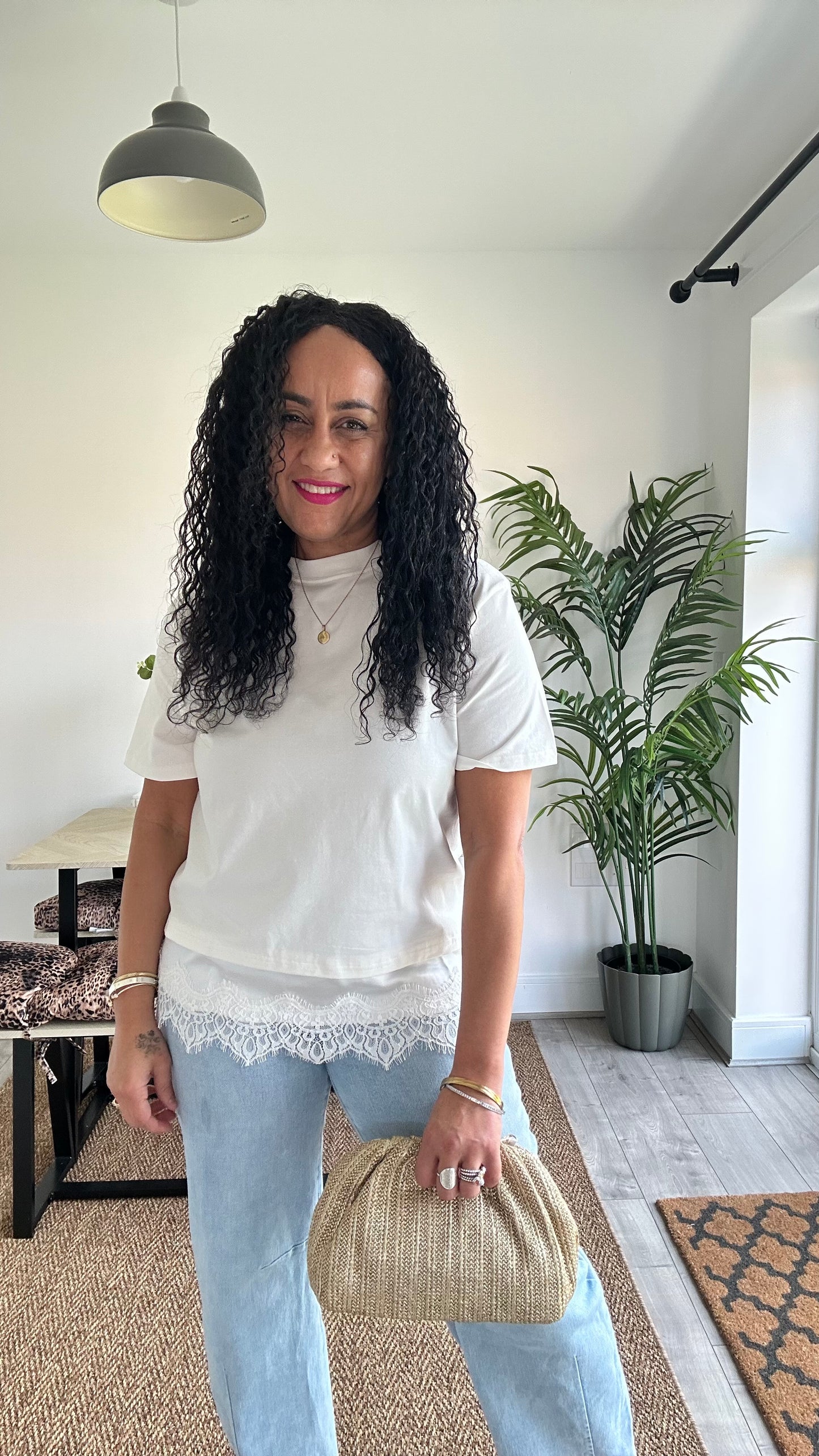 SALE LACE TRIM TOP WHITE