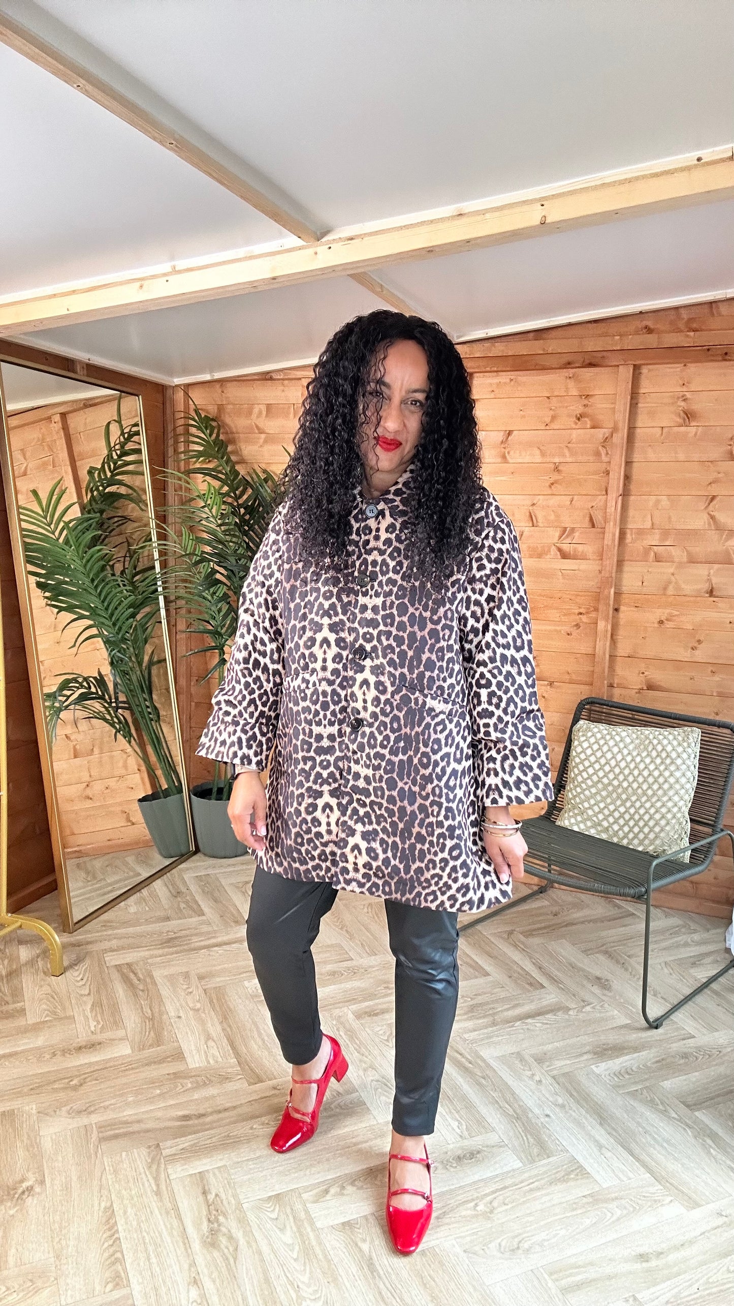 MADDERS LEOPARD JACKET / MAC WITH OVERSIZED COLLAR *New