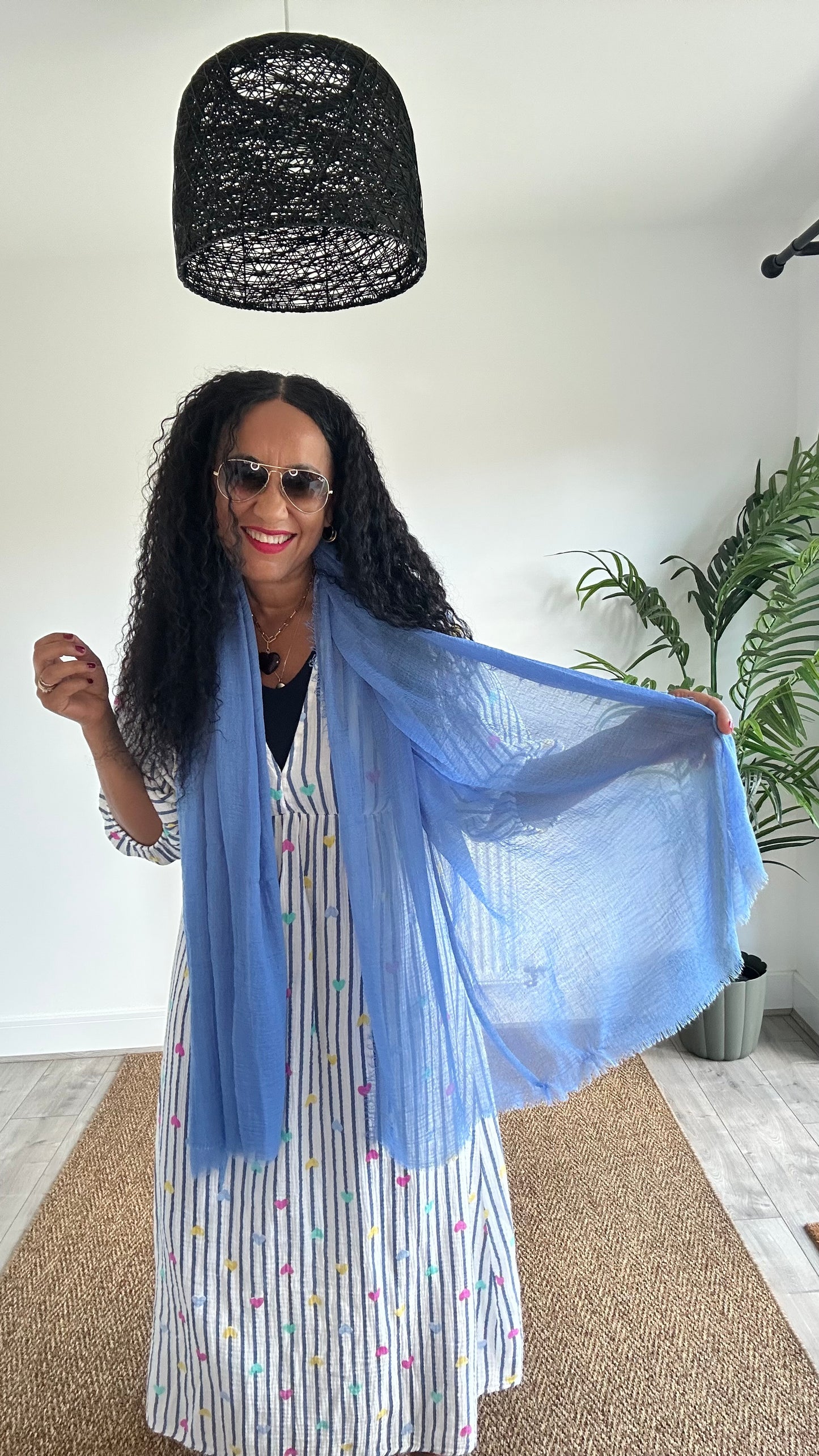 WHISPERLIGHT GAUZE SCARF SKY BLUE *New