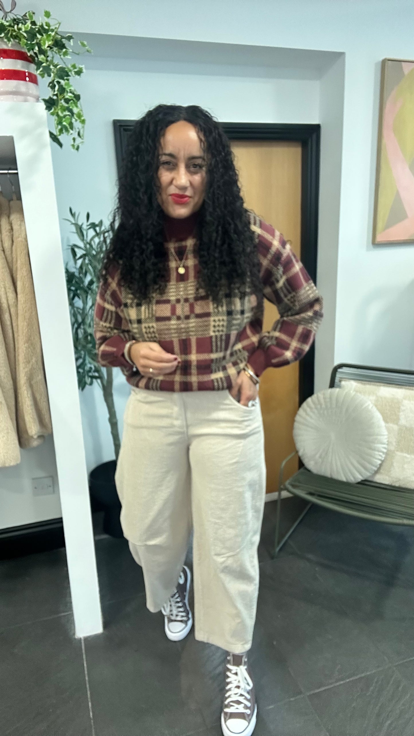 GRASMERE CORDUROY TAPERED BARREL LEG TROUSERS IVORY *NEW