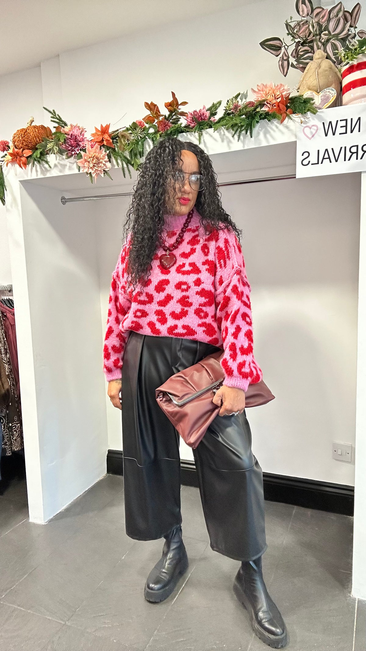 ALEX LEOPARD KNITWEAR RED & PINK *New
