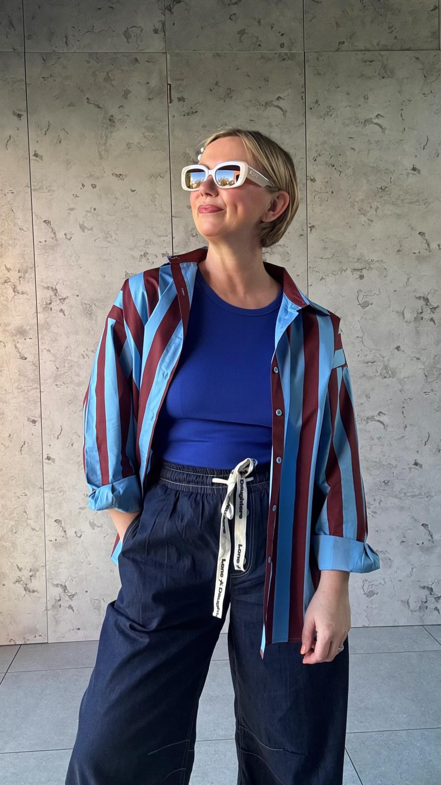 BLUE & BURGUNDY STRIPE SHIRT *New