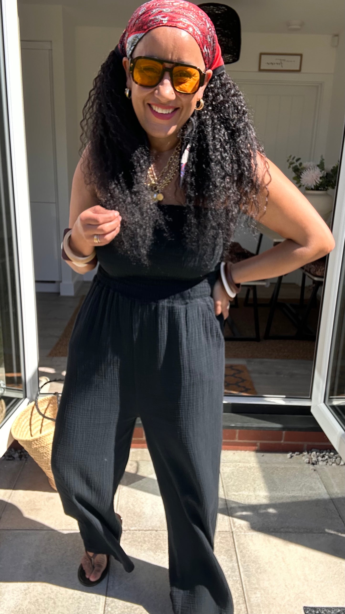 CLEO COTTON BANDEAU JUMPSUIT BLACK *New