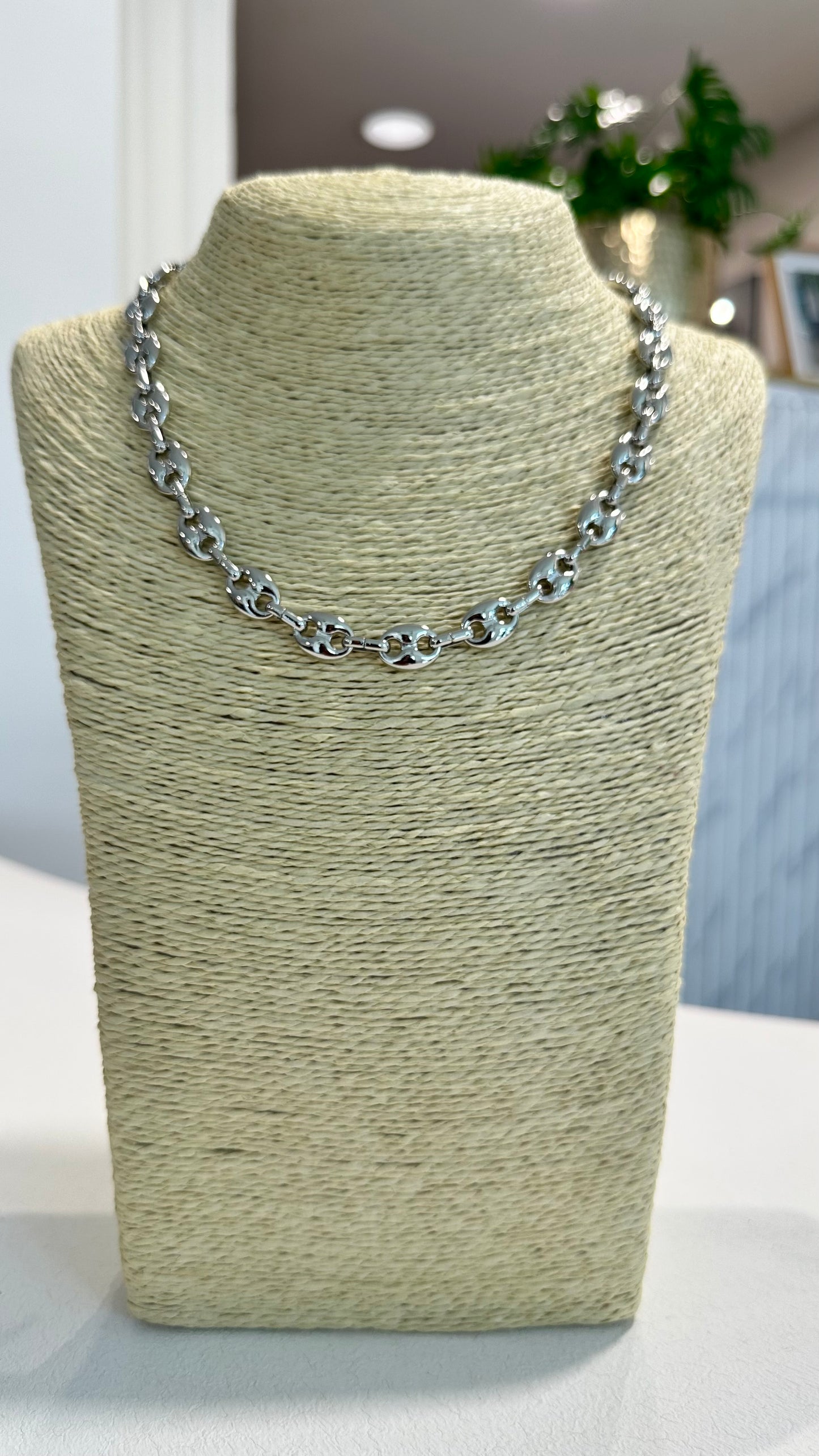 COFFEE BEAN NECKLACE SILVER