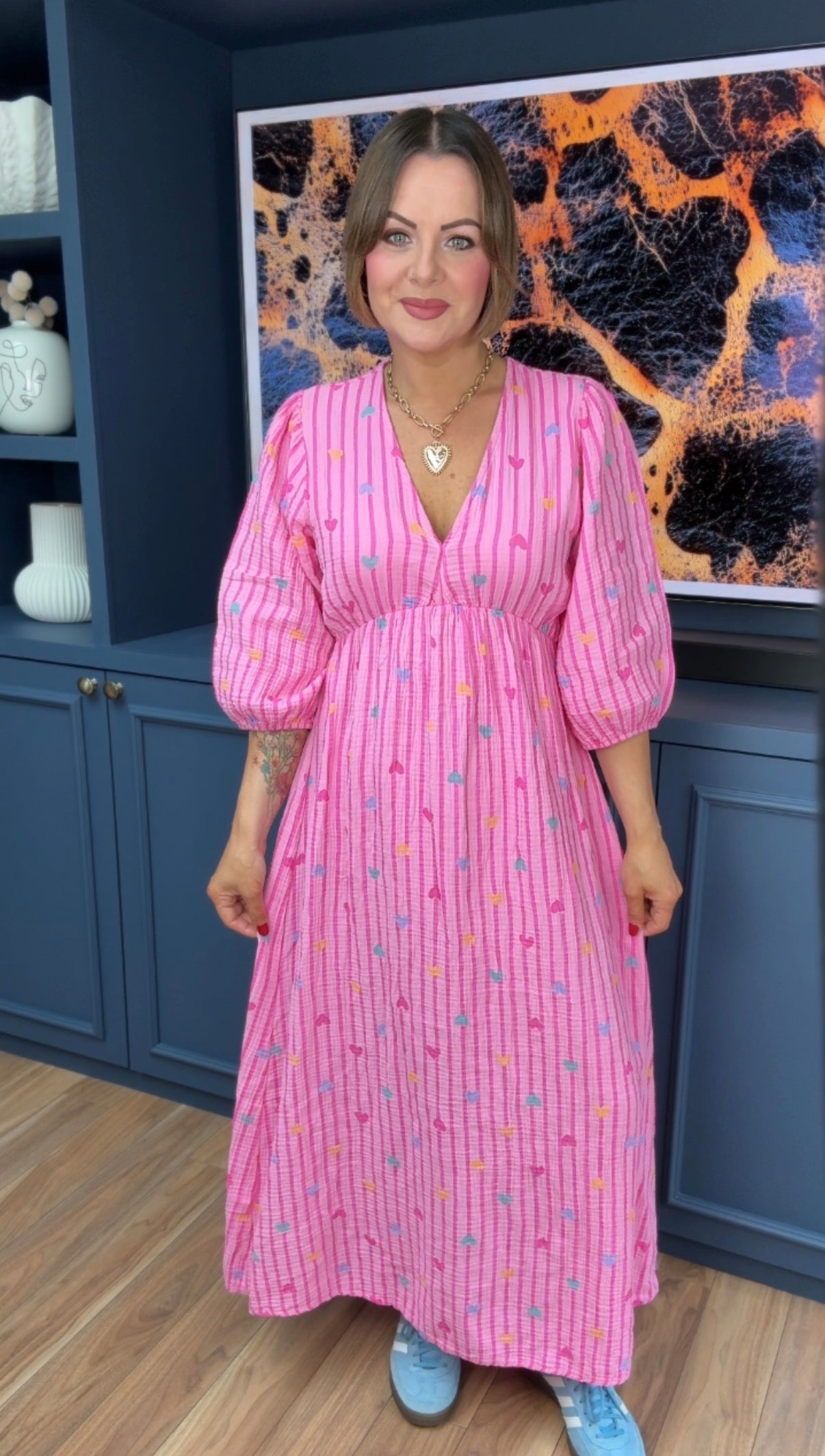 SEVE HARIBO HEART & STRIPE DRESS PINK *New