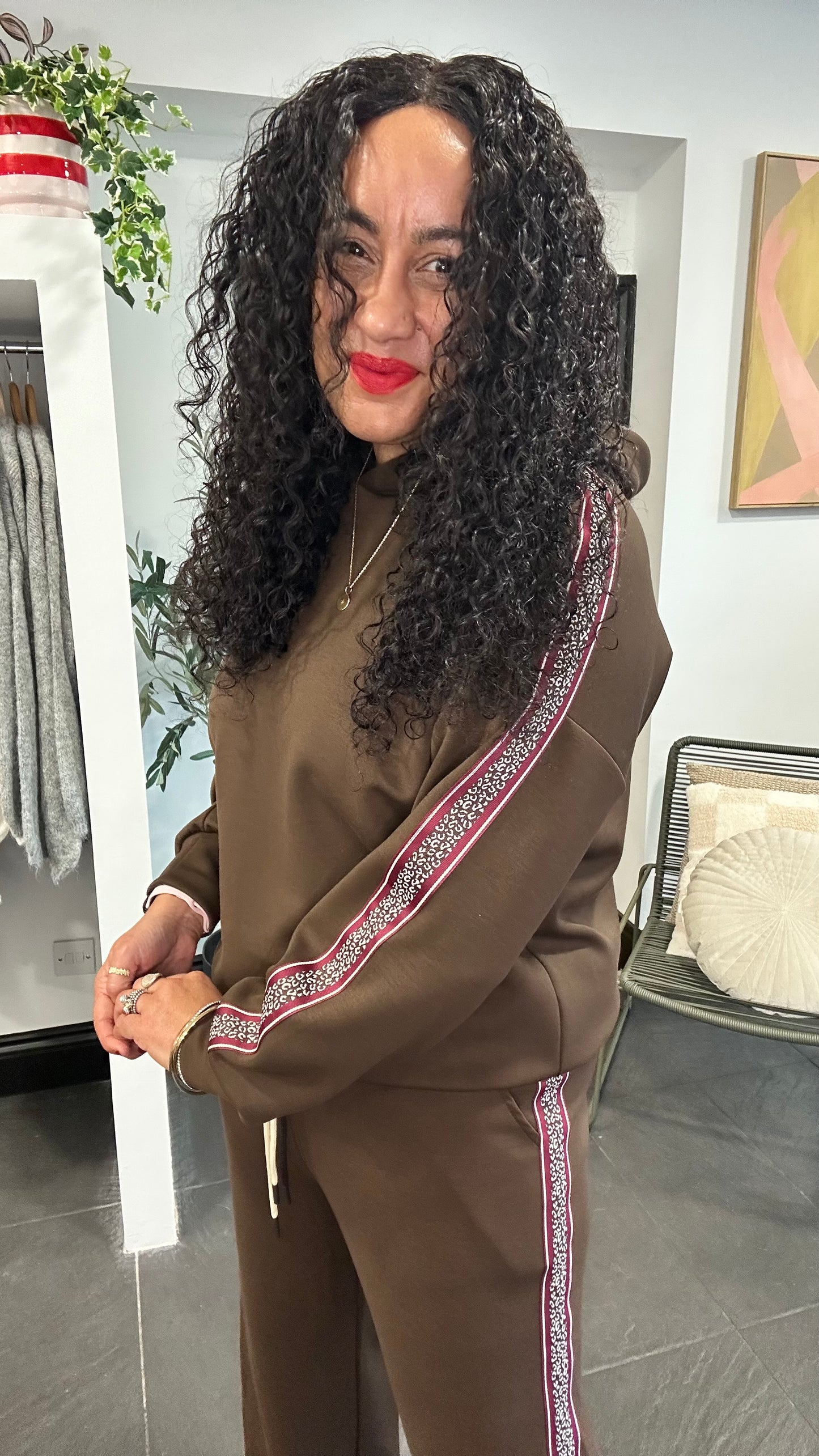 HOLLY HOODED TRACKSUIT SET DEEP BROWN  *New