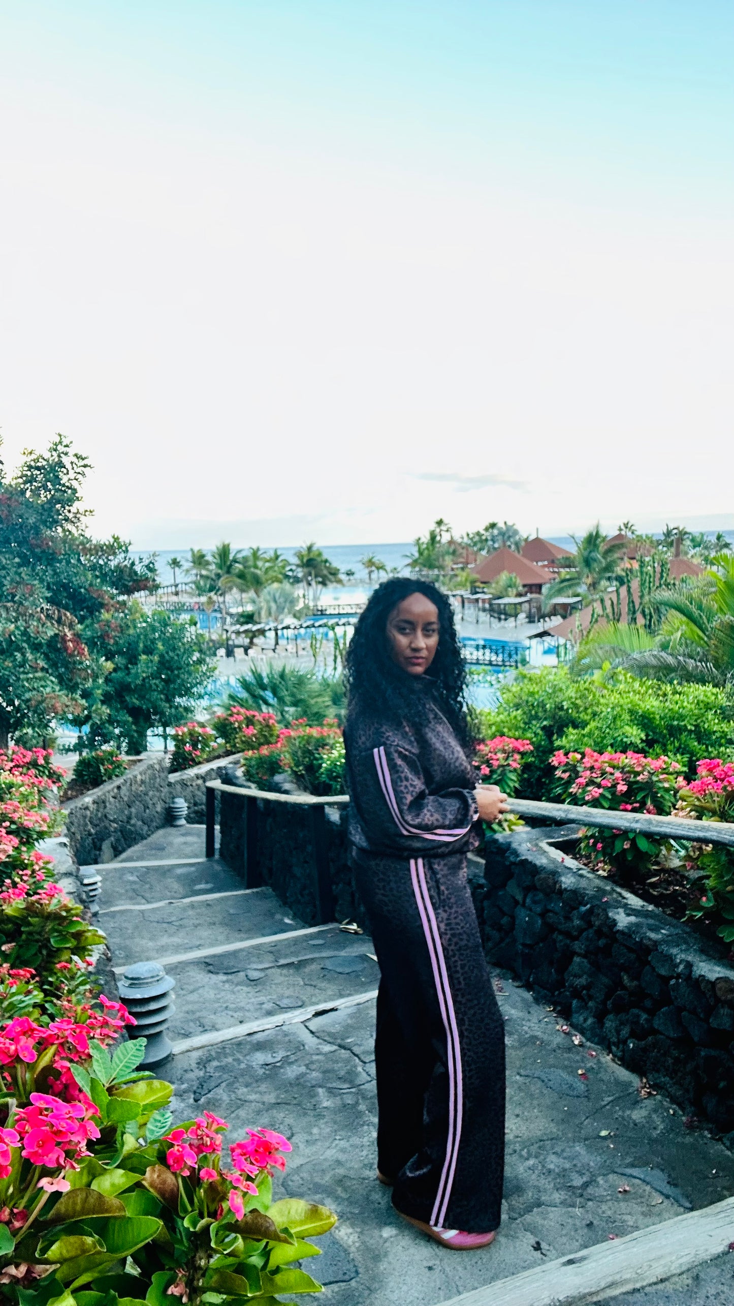 LUXE LEOPARD TRACK PANTS PINK STRIPE *New