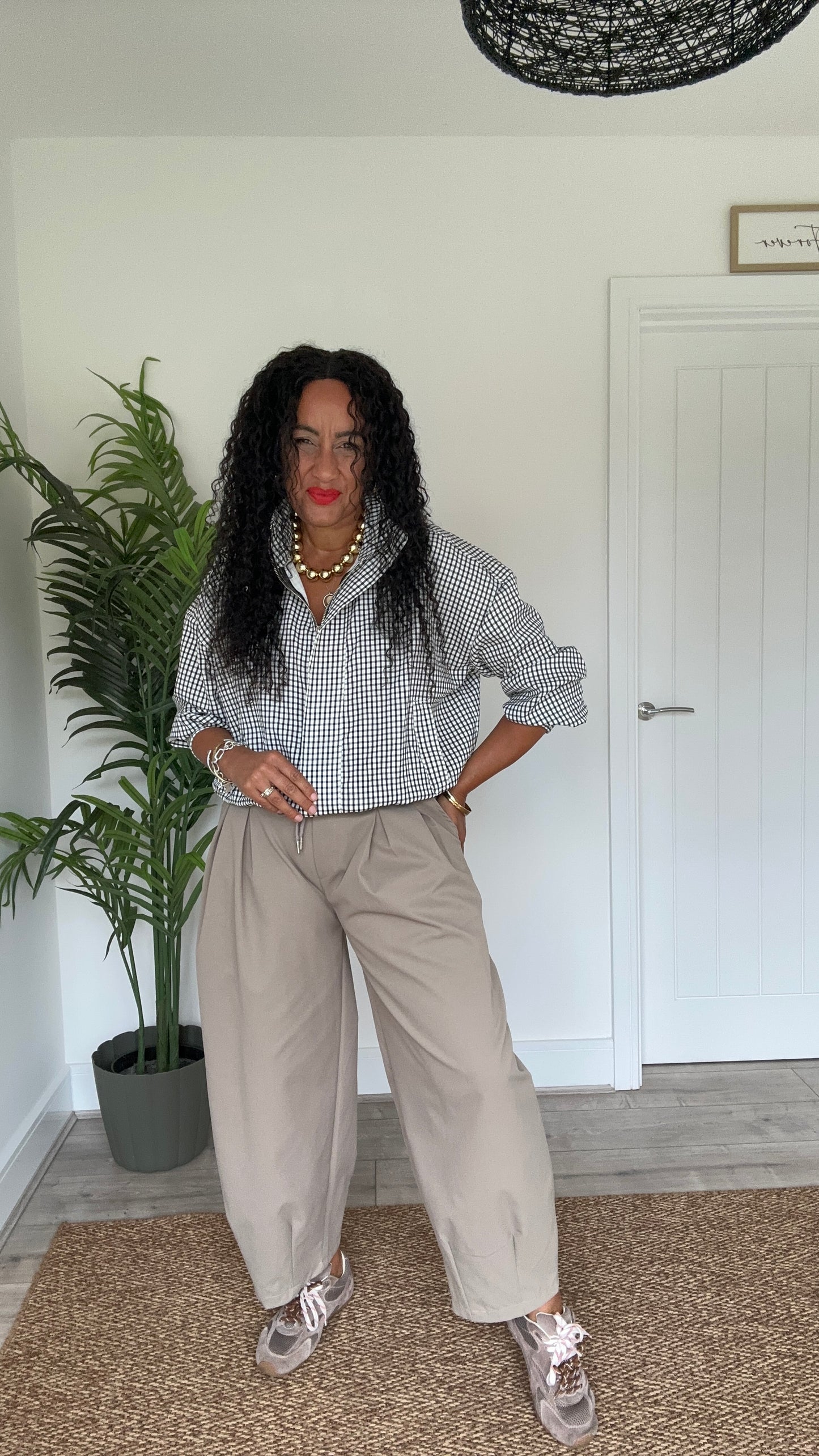 SIMBA BARREL LEG TROUSERS BIEGE *New