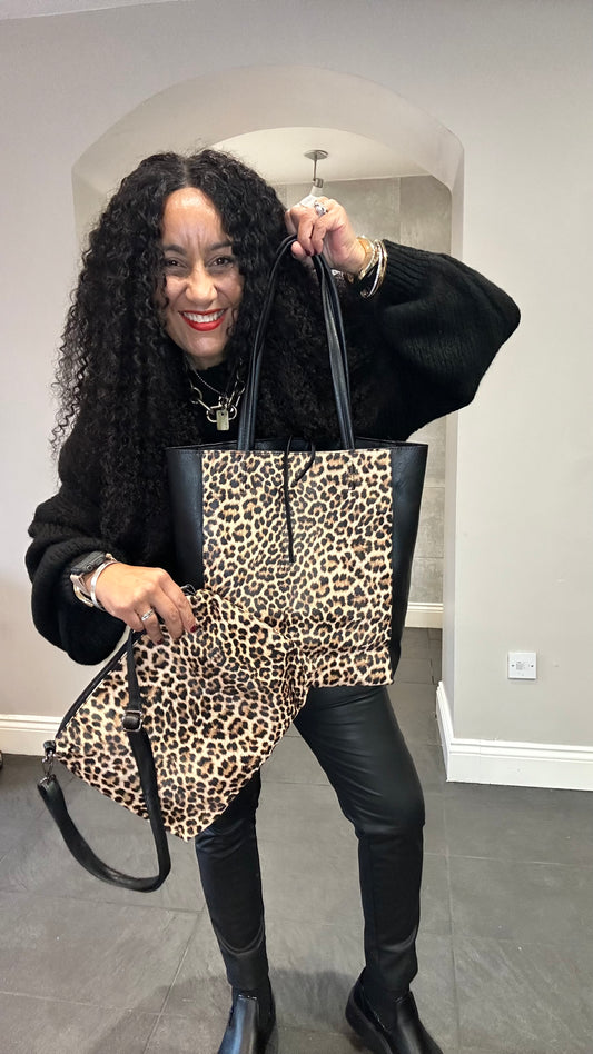 LESLIE LEOPARD TWO IN ONE BAG *New