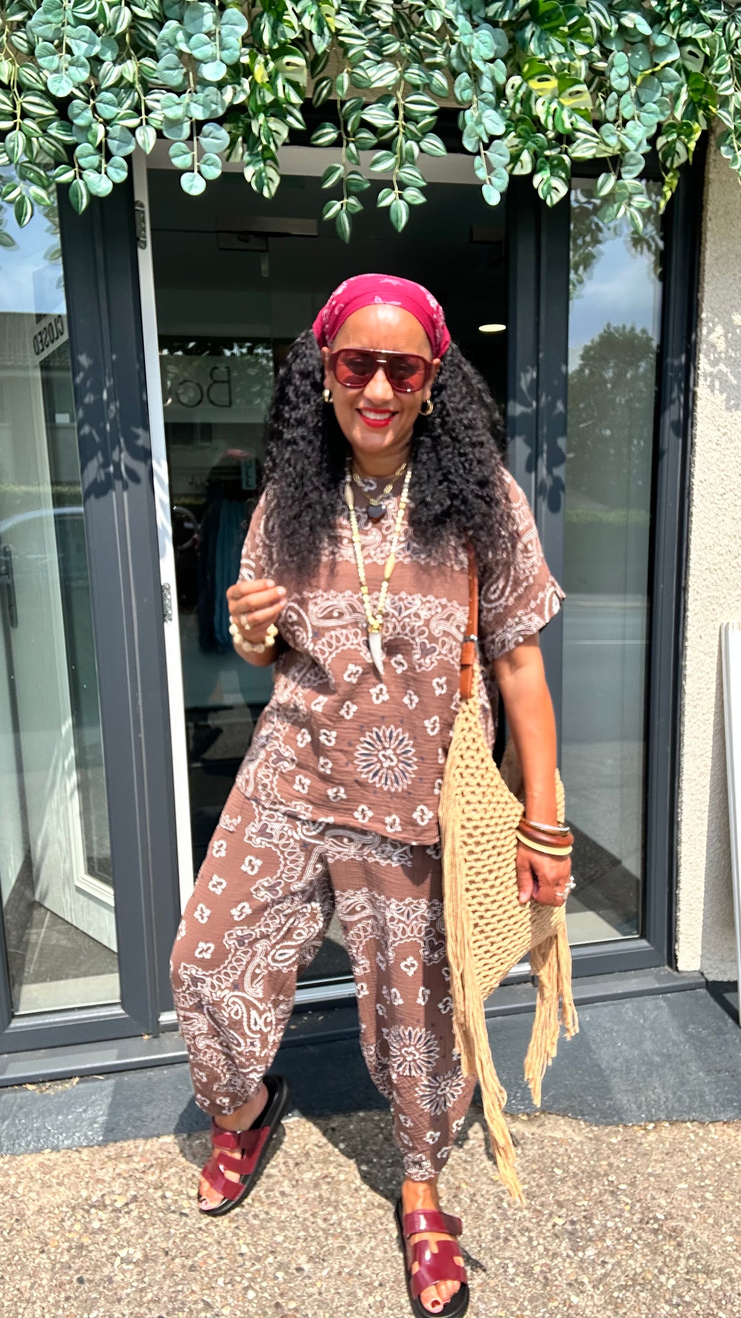 PAISLEY BANDANA COORD SET MOCHA BROWN *New