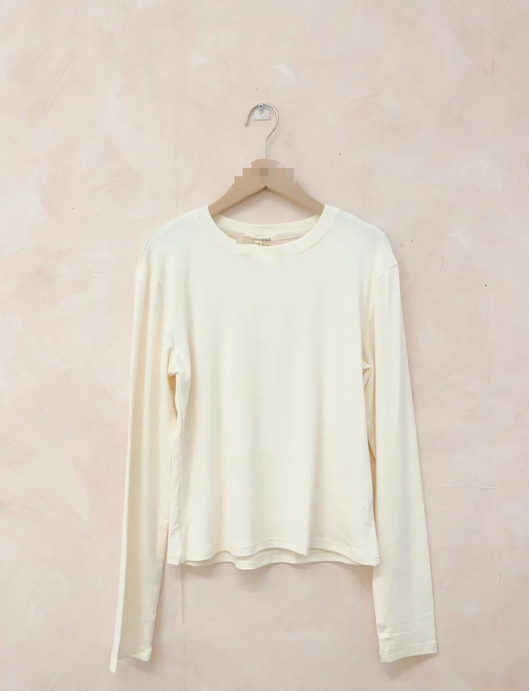 BASIC LONG SLEEVED COTTON TOP CREAM *New