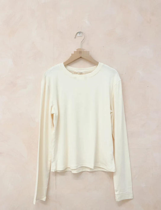 BASIC LONG SLEEVED COTTON TOP CREAM *New