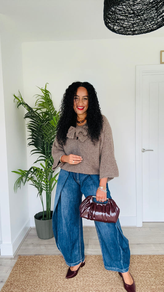 BOW KNIT BROWN MOCHA *New