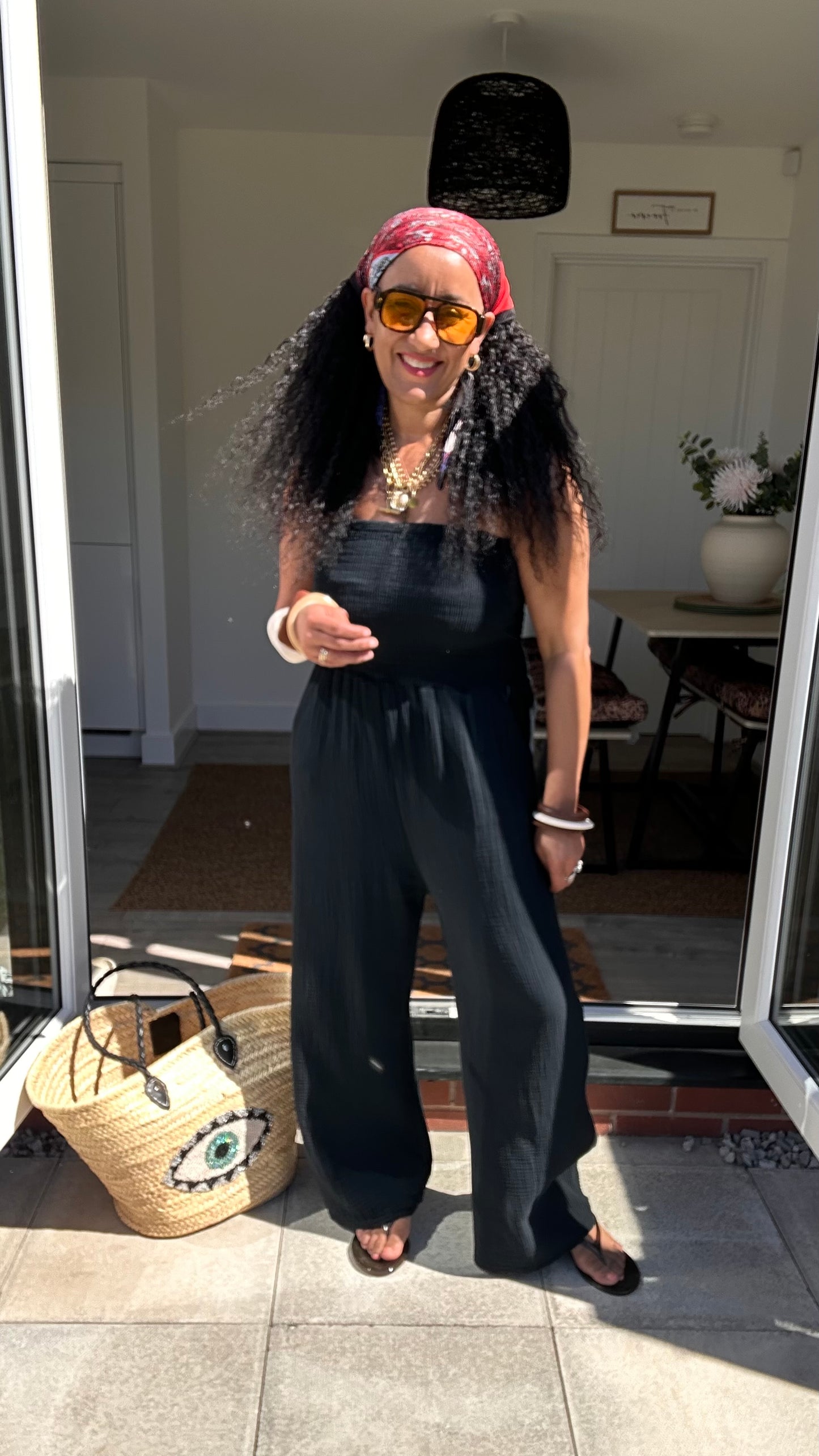 CLEO COTTON BANDEAU JUMPSUIT BLACK *New