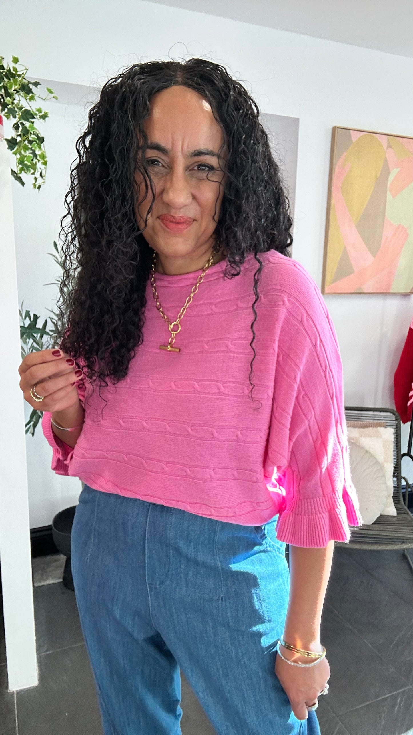 GABEL MABLE FRILL TOP PINK *New