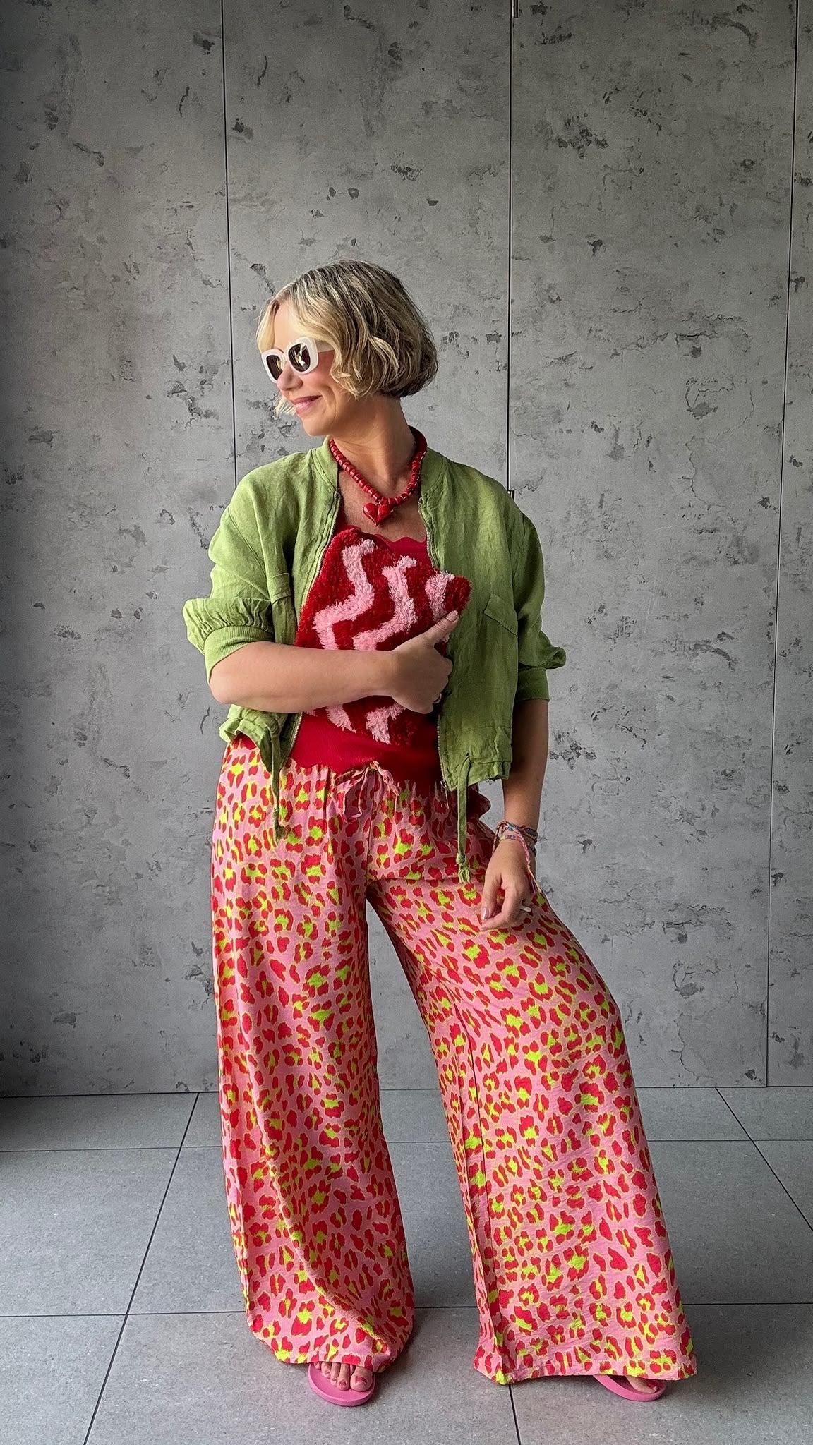 SALE SUNSET LEOPARD PRINT TROUSERS SUNSET LEOPARD