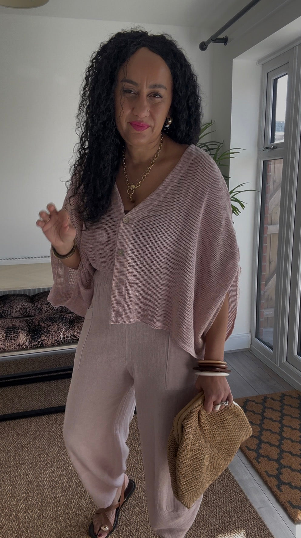 DERBY BARREL LEG TROUSERS BLUSH PINK *New