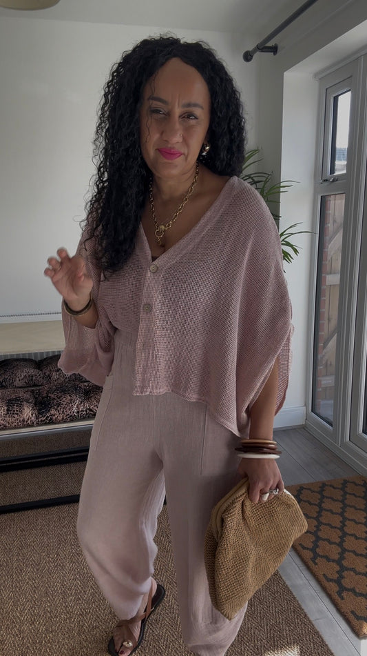 DERBY BARREL LEG TROUSERS BLUSH PINK *New