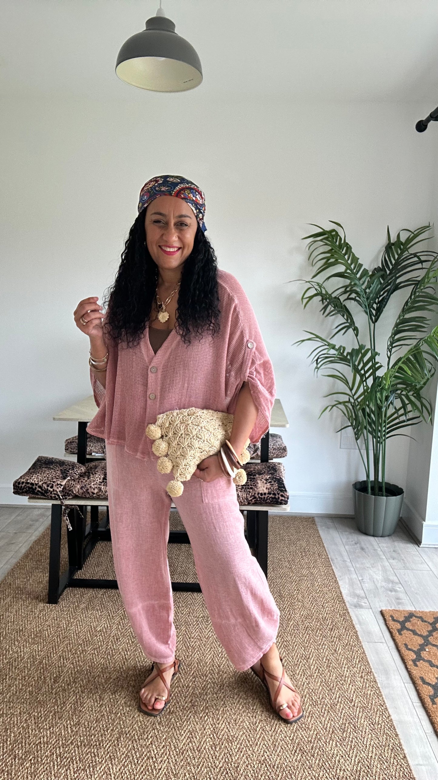 DERBY BARREL LEG TROUSERS SALMON PINK *New