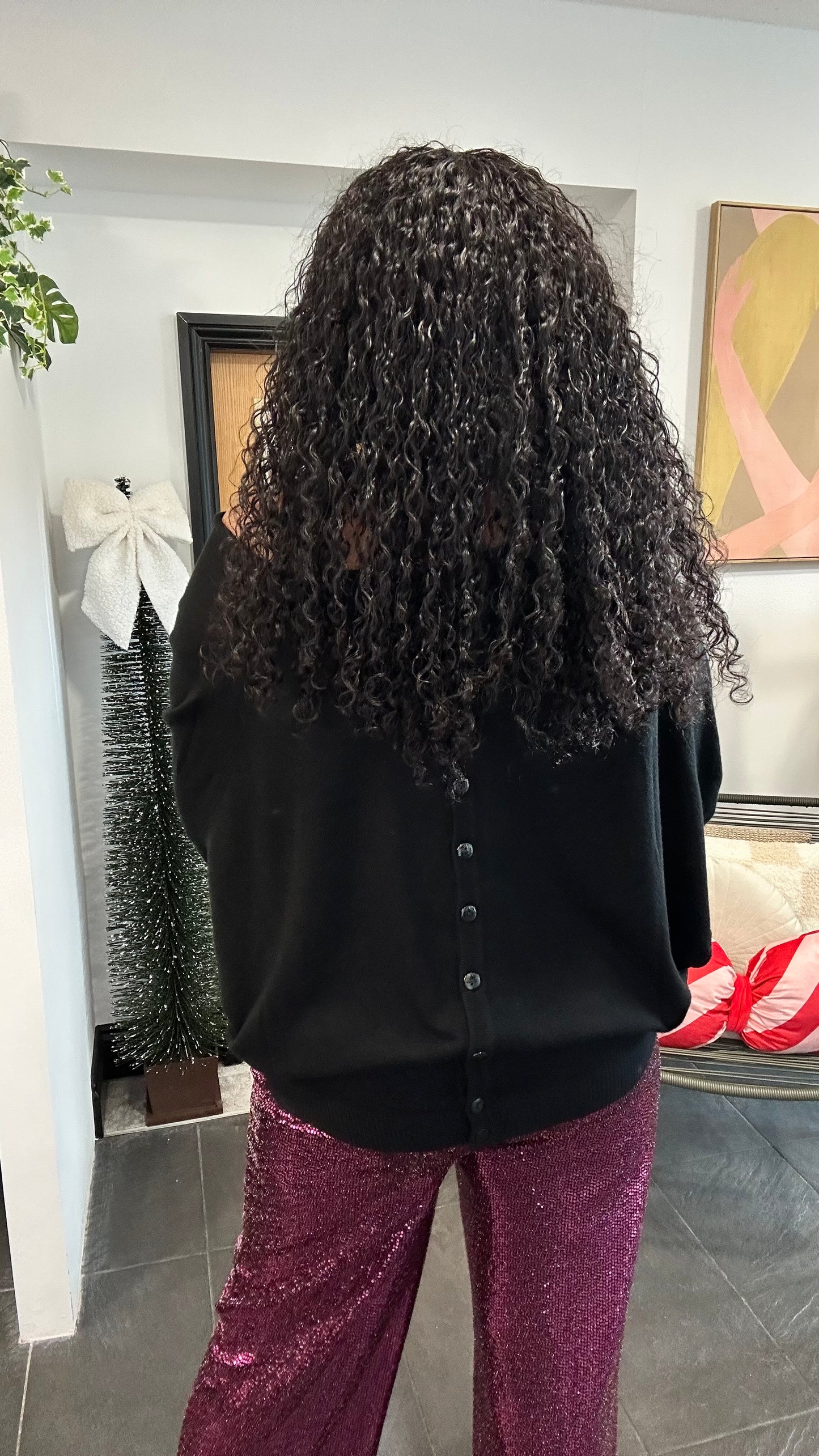 MULTIFUNCTIONAL BUTTON BACK BATWING TOP BLACK *New