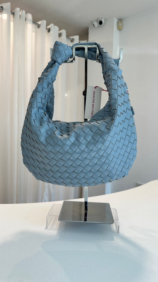 LATTICE HALF MOON CROSS BODY BAG DUCK EGG BLUE  *New